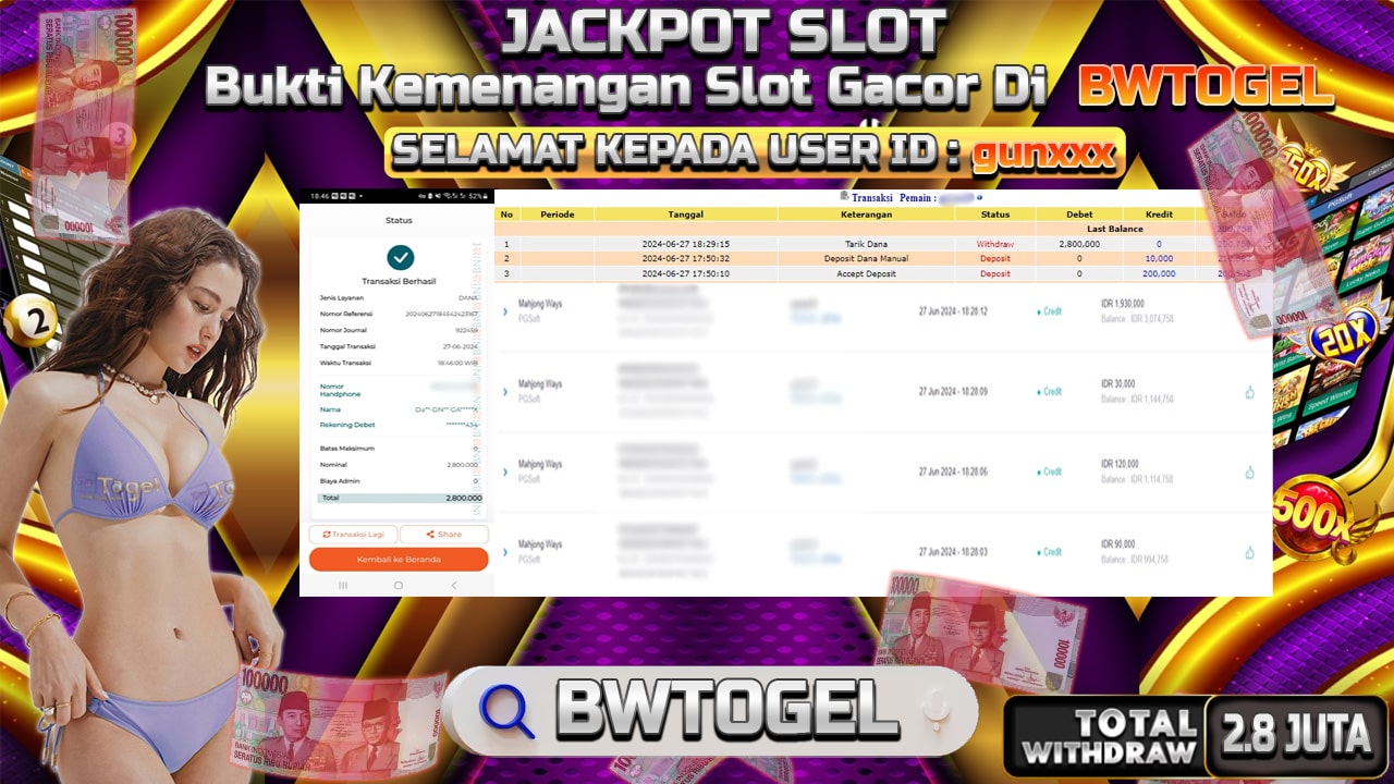 BUKTI JACKPOT SLOT MAHJONG WAYS TERPERCAYA DI INDONESIA TGL 27-06-2024