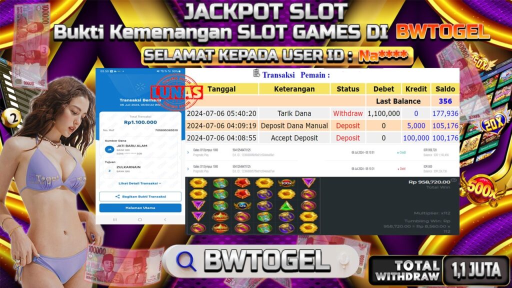 BUKTI JACKPOT SLOT GATES OF OLYMPUS 1000 TERPERCAYA DI INDONESIA TGL 06-07-2024