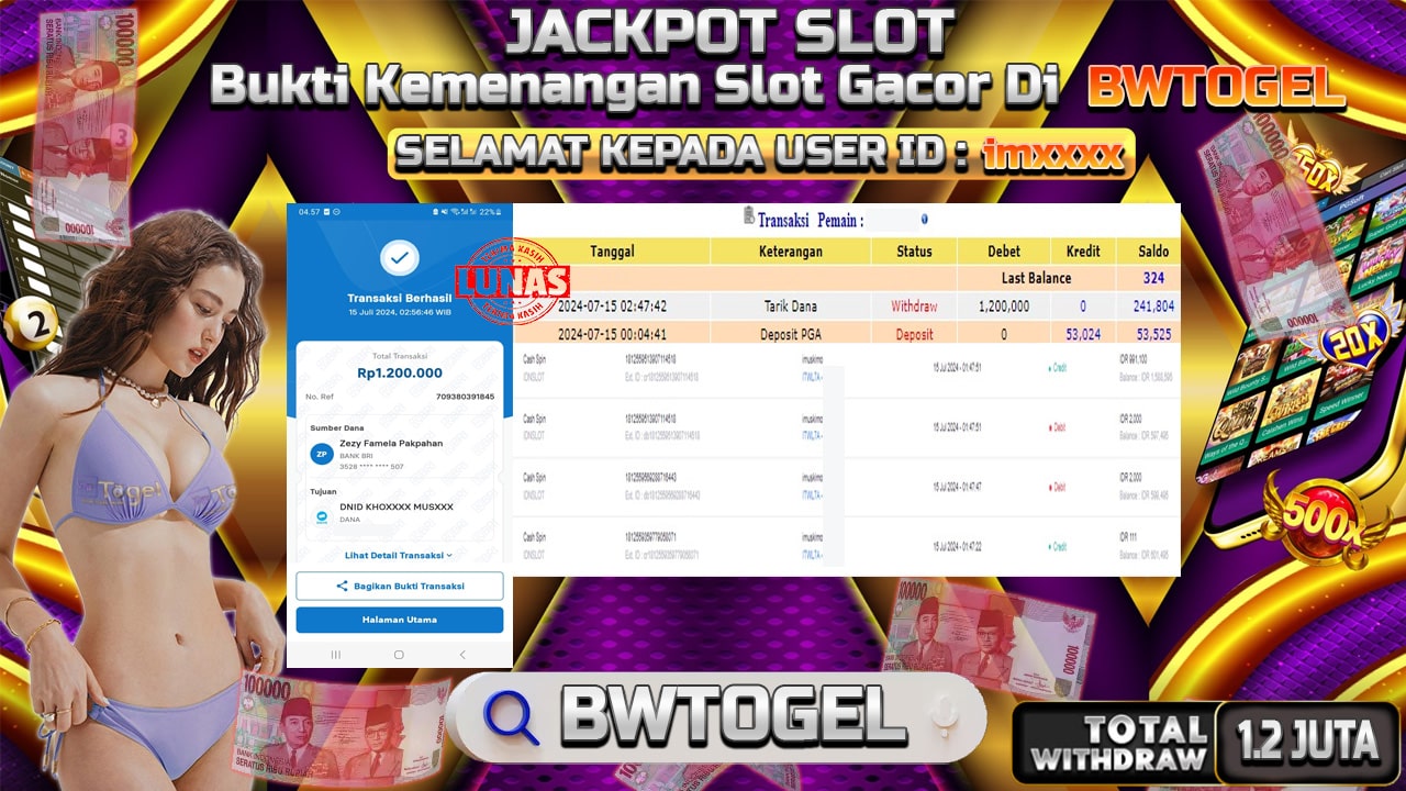 BUKTI JACKPOT SLOT CASH SPIN TERPERCAYA DI INDONESIA TGL 15-07-2024