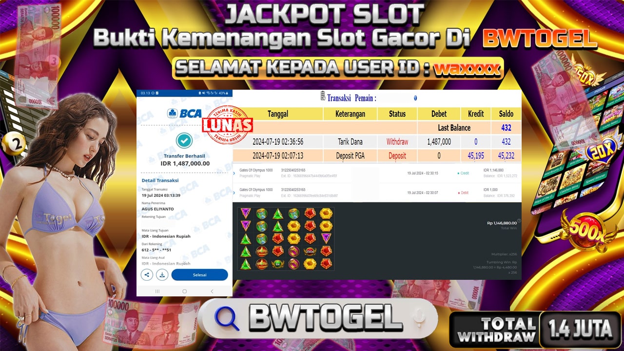 BUKTI JACKPOT SLOT SLOT GATES OF OLYMPUS 1000 TERPERCAYA DI INDONESIA TGL 19-07-2024