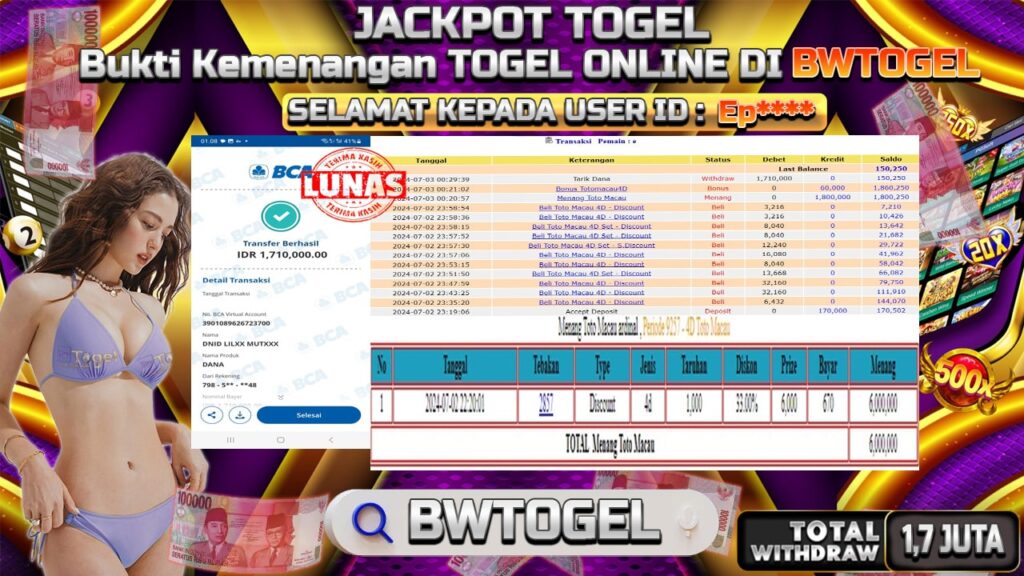 BUKTI JACKPOT TOGEL TOTO MACAU TERPERCAYA DI INDONESIA TGL 03-07-2024