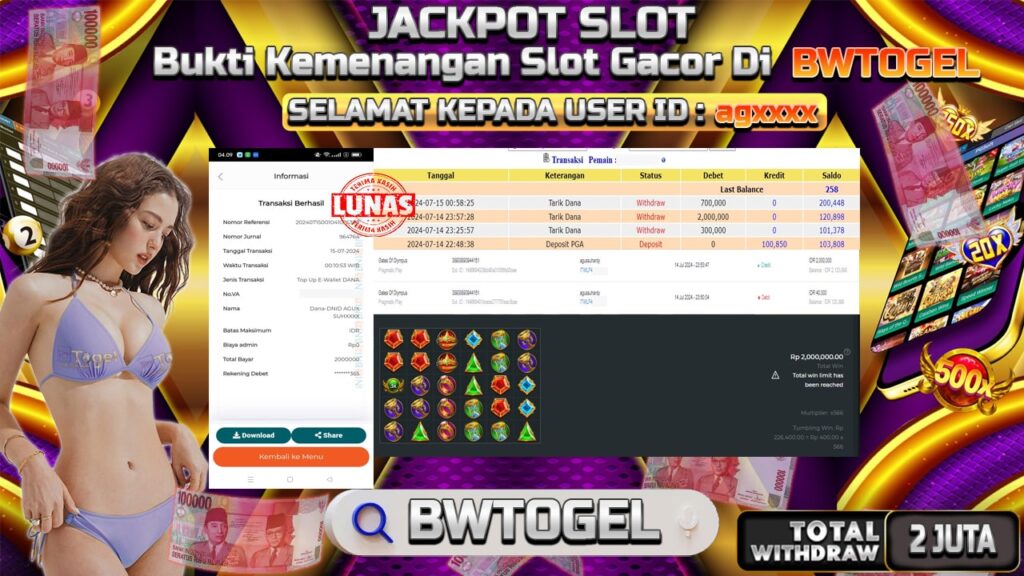 BUKTI JACKPOT SLOT GATES OF OLYMPUS TERPERCAYA DI INDONESIA TGL 15-07-2024