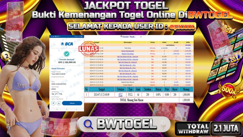 BUKTI JACKPOT TOGEL TOTO MACAU TERPERCAYA DI INDONESIA TGL 14-07-2024