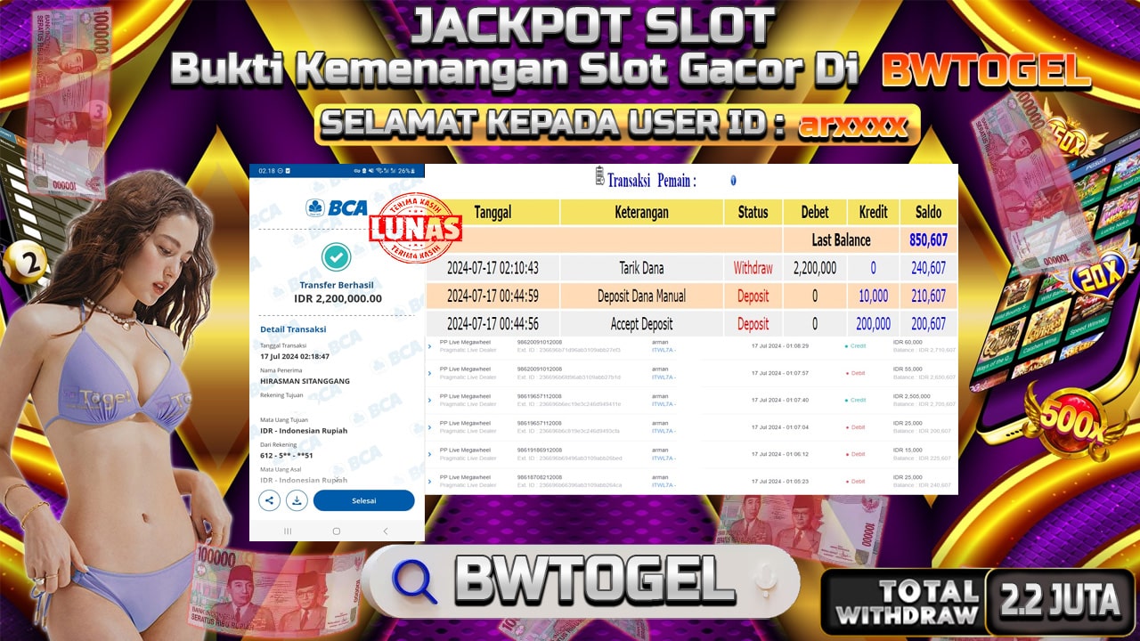 BUKTI JACKPOT PP LIVE MEGAWHEEL TERPERCAYA DI INDONESIA TGL 17-07-2024