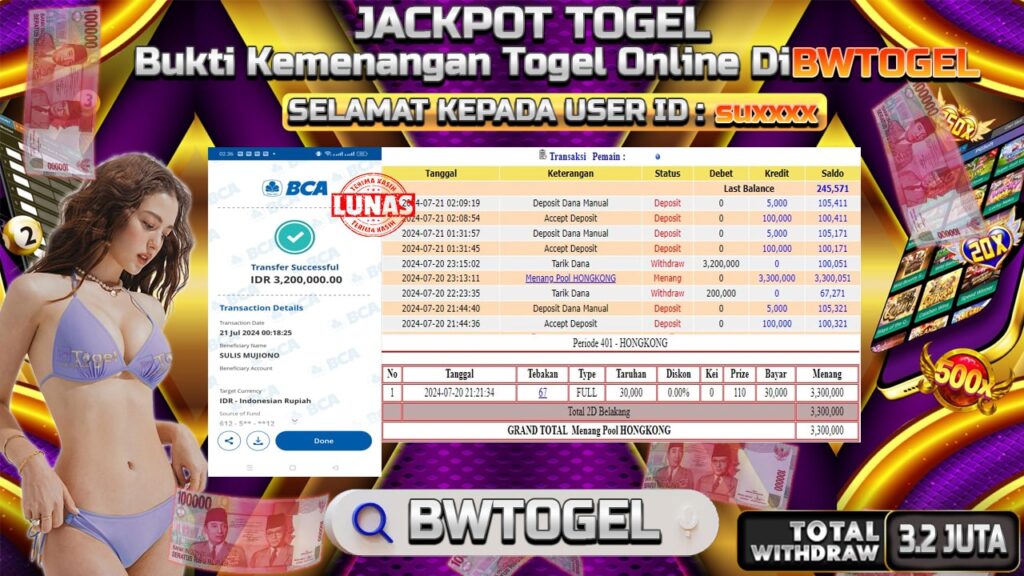 BUKTI JACKPOT TOGEL POOL HONGKONG TERPERCAYA DI INDONESIA TGL 21-07-2024