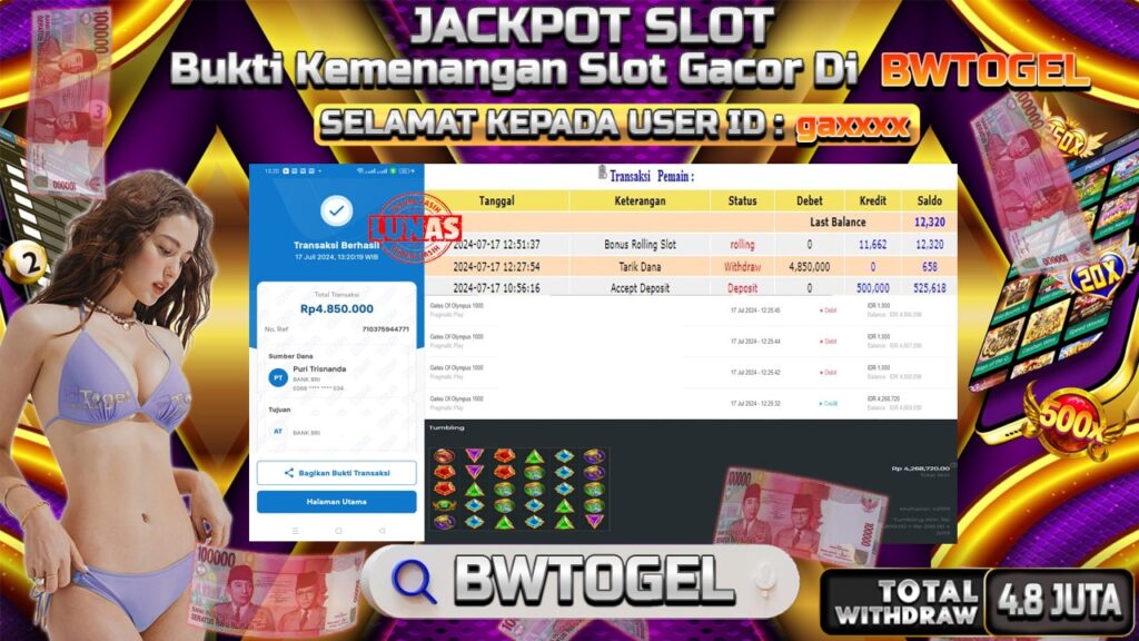 BUKTI JACKPOT SLOT GATES OF OLYMPUS 1000 TERPERCAYA DI INDONESIA TGL 17-07-2024