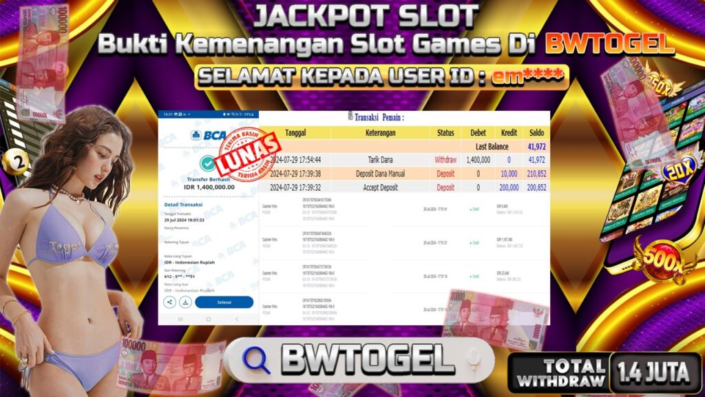 BUKTI JACKPOT SLOT CAISHEN WINS TERPERCAYA DI INDONESIA TGL 29-07-2024