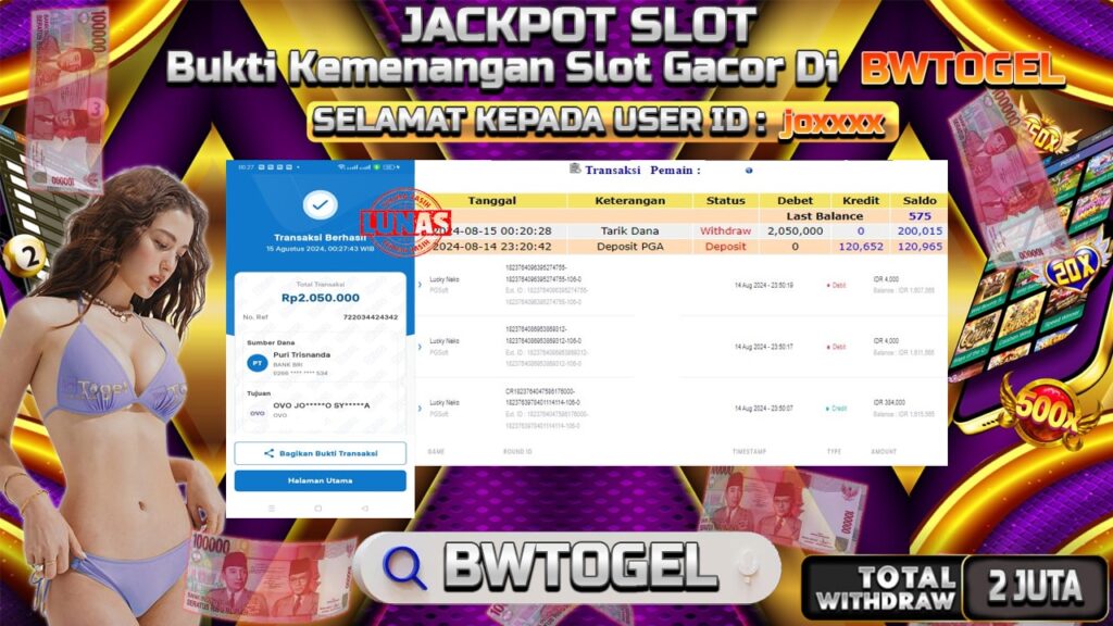 BUKTI JACKPOT SLOT LUCKY NEKO TERPERCAYA DI INDONESIA TGL 15-08-2024