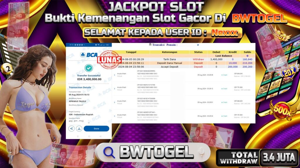 BUKTI JACKPOT SLOT ANUBIS WRATH TERPERCAYA DI INDONESIA TGL 05-08-2024