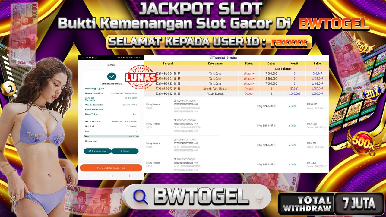 BUKTI JACKPOT SLOT BAKERY BONANZA TERPERCAYA DI INDONESIA TGL 10-08-2024