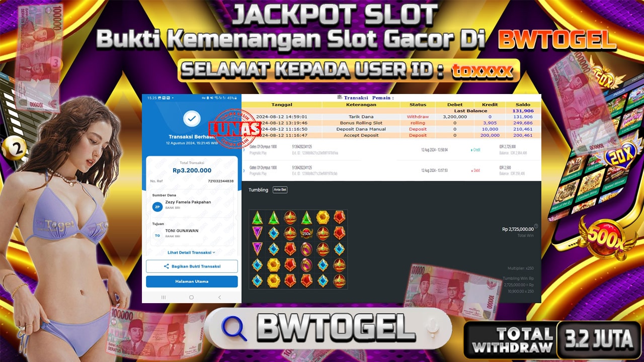 BUKTI JACKPOT SLOT GATES OF OLYMPUS 1000 TERPERCAYA DI INDONESIA TGL 12-08-2024