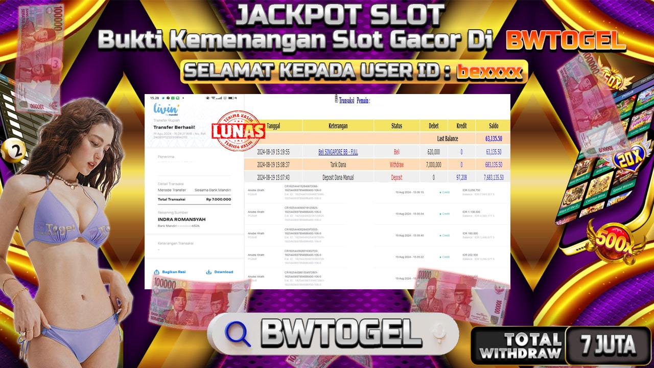 BUKTI JACKPOT SLOT ANUBIS WRATH TERPERCAYA DI INDONESIA TGL 19-08-2024