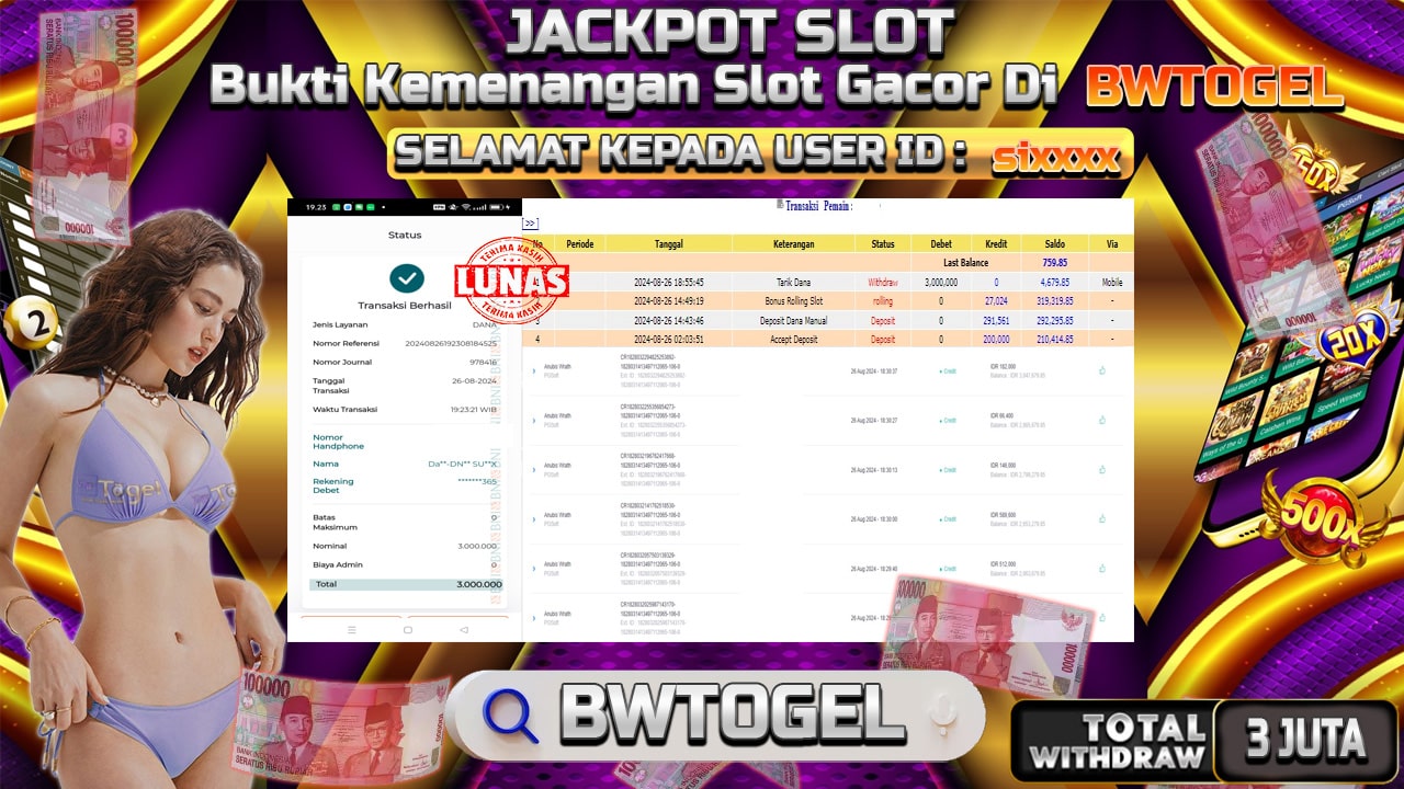 BUKTI JACKPOT SLOT ANUBIS WRATH TERPERCAYA DI INDONESIA TGL 26-08-2024