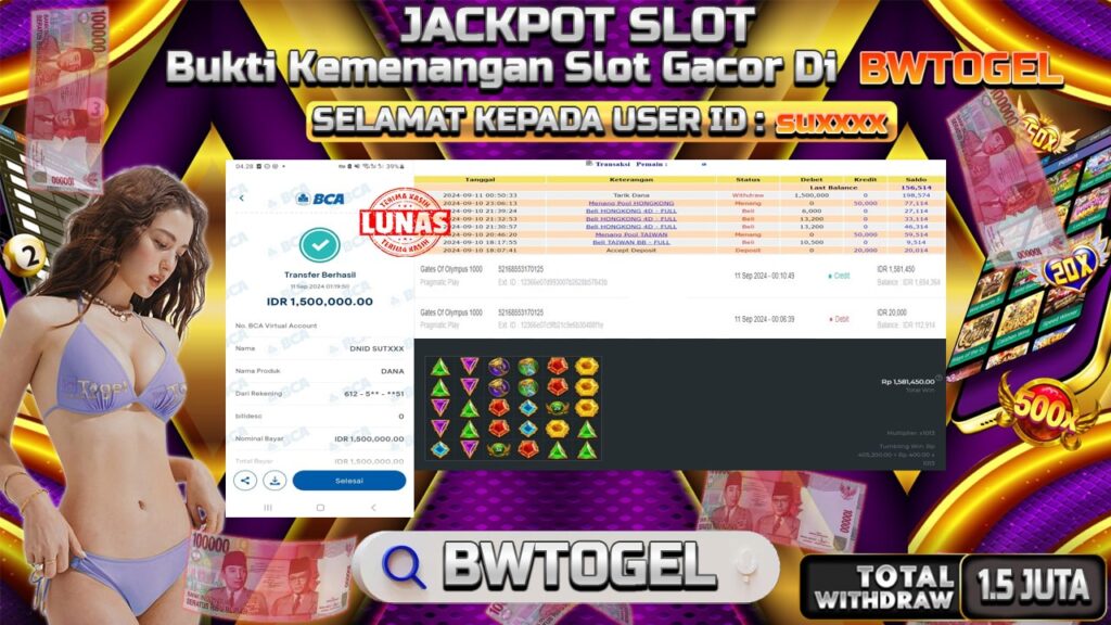 BUKTI JACKPOT SLOT GATES OF OLYMPUS 1000 TERPERCAYA DI INDONESIA TGL 11-09-2024